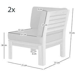 Loungesofa LEXI 4-teilig Webstoff / Akazie massiv - Wollweiß