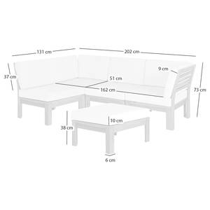 Loungegroep LEXI 5-delig geweven stof/massief acaciahout - wolwit/bruin - Wol wit