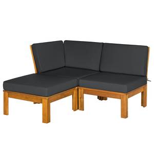 Set di sedute lounge Lexi 3 pezzi Tessuto / Legno di acacia massello - Color antracite