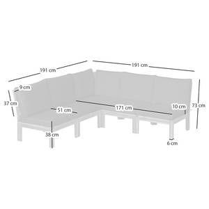 Loungebank LEXI 5-delig geweven stof/massief acaciahout - antracietkleurig/bruin - Antraciet