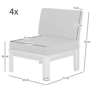 Loungesofa LEXI 5-teilig Webstoff / Akazie massiv - Anthrazit