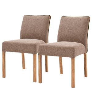 Gestoffeerde stoelen Anttola (set van 2) geweven stof/massief eikenhout - eikenhout - Cappuccinokleurig
