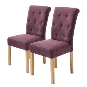Gestoffeerde stoelen Provins (set van 2) geweven stof/massief eikenhout - eikenhout - Bordeauxrood