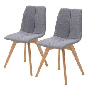 Gestoffeerde stoelen Marihn II (2 stuk) geweven stof/massief eikenhout - eikenhout - Grijs