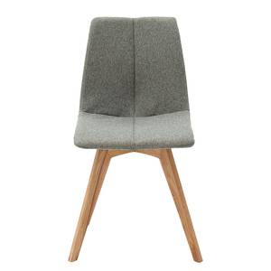 Chaises capitonnées Marihn (lot de 2) Tissu / Chêne massif - Chêne - Vert olive