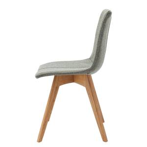 Chaises capitonnées Marihn (lot de 2) Tissu / Chêne massif - Chêne - Vert olive