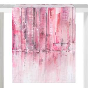 Chemin de table Skyline Coton - Blanc / Rose vif