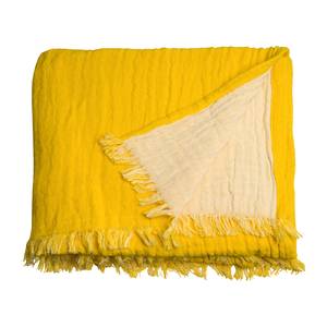 Plaid Fringed Cotton Coton - Jaune