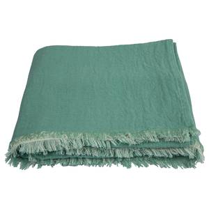 Plaid Fringed Cotton Coton - Vert océan