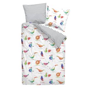 Parure de lit en satin mako Oiseaux Satin - Multicolore - 135 x 200 cm + oreiller 80 x 80 cm