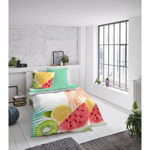 Parure de lit en satin mako Fruits Satin - Multicolore - 135 x 200 cm + oreiller 80 x 80 cm