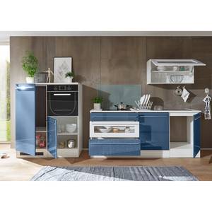 Küchenzeile Lynge (8-teilig) Ohne Elektrogeräte - Hochglanz Blau / Weiß