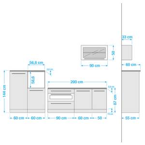 Küchenzeile Lynge (8-teilig) Ohne Elektrogeräte - Hochglanz Blau / Weiß