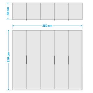 Drehtürenschrank Level 36 C Hochglanz Schwarz / Weiß - 250 x 216 cm - Ohne - Mit Spiegeltür/-en