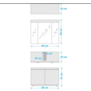 Set di mobili da bagno Emblaze I (2) Illuminazione inclusa - Bianco lucido