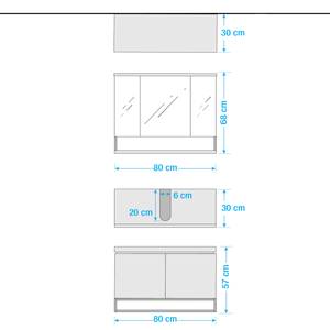 Salle de bain Zaddy I (2 éléments) Blanc mat / Noir - Blanc