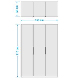 Draaideurkast Level 36 C Hoogglans zwart/wit - 150 x 216 cm - Zonder - Zonder spiegeldeuren