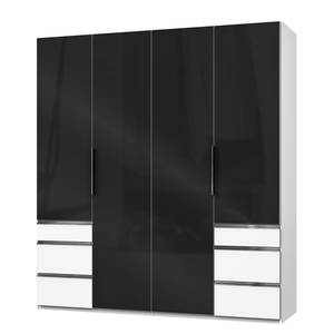 Drehtürenschrank Level 36 C Hochglanz Schwarz / Weiß - 200 x 216 cm - Mehr als 5 Schubladen - Ohne Spiegeltür/-en