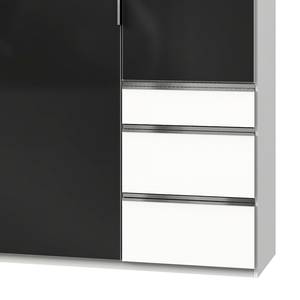 Drehtürenschrank Level 36 C Hochglanz Schwarz / Weiß - 300 x 216 cm - Mehr als 5 Schubladen - Mit Spiegeltür/-en