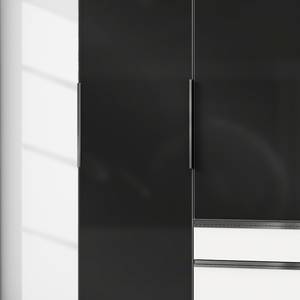 Armoire Level 36C Noir brillant / Blanc - 250 x 216 cm - Plus de 5 tiroirs - Avec portes miroir