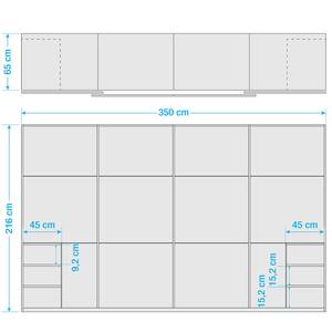 Schwebetürenschrank Level 36 C Hochglanz Schwarz / Weiß - 350 x 216 cm - Mehr als 5 Schubladen