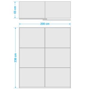 Schwebetürenschrank Level 36 C Weiß / Hochglanz Schwarz - 200 x 236 cm - Ohne