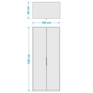 Drehtürenschrank Level 36 C Hochglanz Schwarz / Weiß - 100 x 236 cm - Ohne - Ohne Spiegeltür/-en