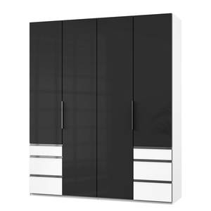 Drehtürenschrank Level 36 C Hochglanz Schwarz / Weiß - 200 x 236 cm - Mehr als 5 Schubladen - Ohne Spiegeltür/-en