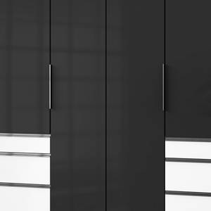 Drehtürenschrank Level 36 C Hochglanz Schwarz / Weiß - 200 x 236 cm - Mehr als 5 Schubladen - Ohne Spiegeltür/-en