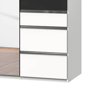 Armoire Level 36C Noir brillant / Blanc - 150 x 236 cm - Plus de 5 tiroirs - Avec portes miroir