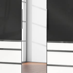 Drehtürenschrank Level 36 C Hochglanz Schwarz / Weiß - 150 x 236 cm - Mehr als 5 Schubladen - Mit Spiegeltür/-en