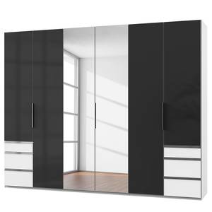 Drehtürenschrank Level 36 C Hochglanz Schwarz / Weiß - 300 x 236 cm - Mehr als 5 Schubladen - Mit Spiegeltür/-en