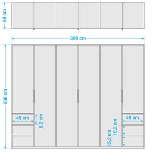 Armoire Level 36C Noir brillant / Blanc - 300 x 236 cm - Plus de 5 tiroirs - Avec portes miroir