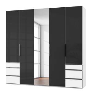 Armoire Level 36C Noir brillant / Blanc - 250 x 236 cm - Plus de 5 tiroirs - Avec portes miroir