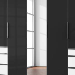 Drehtürenschrank Level 36 C Hochglanz Schwarz / Weiß - 250 x 236 cm - Mehr als 5 Schubladen - Mit Spiegeltür/-en