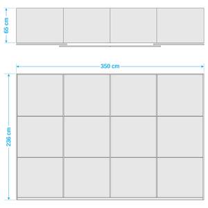 Zweefdeurkast Level 36 C Wit/hoogglans zwart - 350 x 236 cm - Zonder