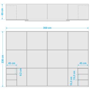 Zweefdeurkast Level 36 C Wit/hoogglans zwart - 350 x 236 cm - meer dan 5 lades