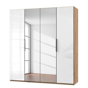 Draaideurkast Level 36 C Hoogglans wit/eikenhouten look - 200 x 216 cm - Zonder - Met spiegeldeuren