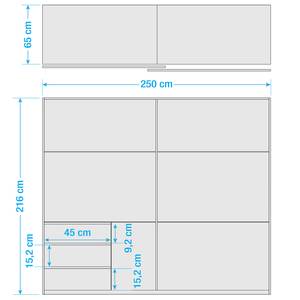 Zweefdeurkast Level 36 C Hoogglans wit/eikenhouten look - 250 x 216 cm - 3