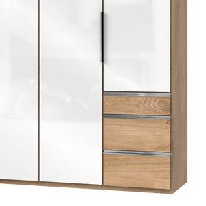 Armoire Level 36C Blanc brillant / Imitiation chêne - 200 x 216 cm - Plus de 5 tiroirs - Sans portes miroir