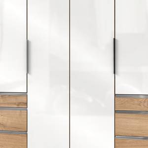 Draaideurkast Level 36 C Hoogglans wit/eikenhouten look - 200 x 216 cm - meer dan 5 lades - Zonder spiegeldeuren