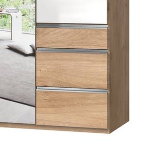 Draaideurkast Level 36 C Hoogglans wit/eikenhouten look - 150 x 216 cm - meer dan 5 lades - Met spiegeldeuren