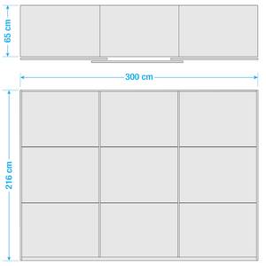 Schwebetürenschrank Level 36 C Eiche Dekor / Hochglanz Weiß - 300 x 216 cm - Ohne