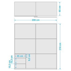 Armoire à portes coulissantes Level 36C Blanc brillant / Imitiation chêne - 200 x 216 cm - 3