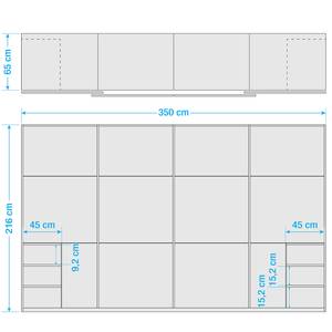 Schwebetürenschrank Level 36 C Hochglanz Weiß / Eiche Dekor - 350 x 216 cm - Mehr als 5 Schubladen