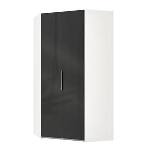 Hoekkledingkast Level 36C Wit/hoogglans zwart - Hoogte: 236 cm