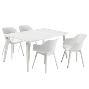 Table et chaises Split I (5 éléments) 100 % polypropylène - Blanc