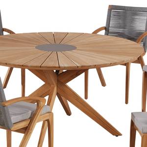 Table et chaises Agadir (13 éléments) Teck massif / Polyester - Teck / Gris