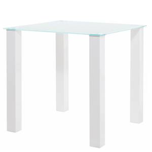 Table Dobson Verre - Transparent / Blanc brillant - Largeur : 80 cm