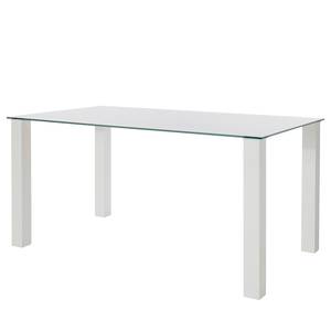 Table Dobson Verre - Transparent / Blanc brillant - Largeur : 160 cm